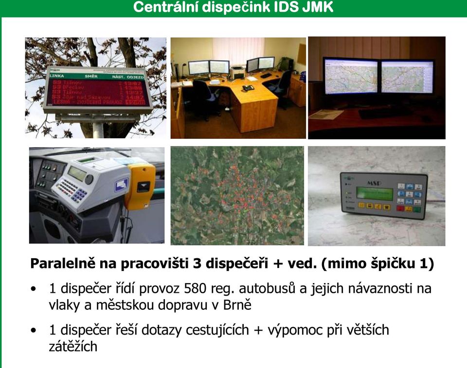 (mimo špičku 1) 1 dispečer řídí provoz 580 reg.