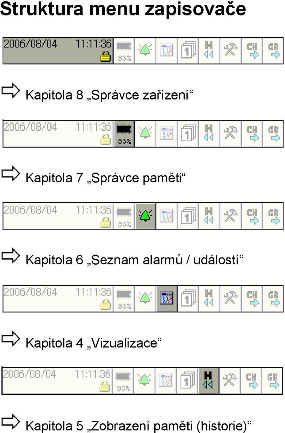 6 Seznam alarmů / událostí Kapitola 4