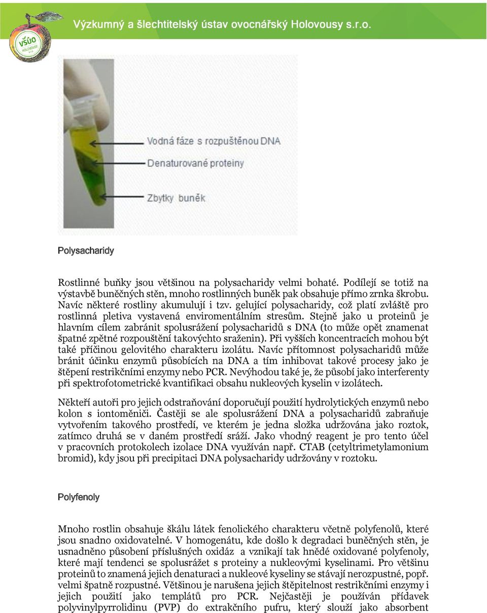 Stejně jako u proteinů je hlavním cílem zabránit spolusrážení polysacharidů s DNA (to může opět znamenat špatné zpětné rozpouštění takovýchto sraženin).