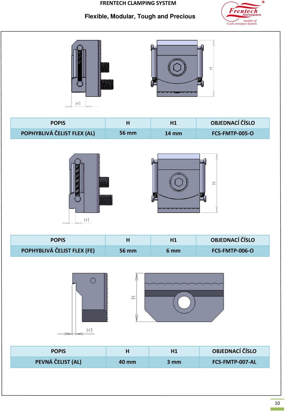 POPHYBLIVÁ ČELIST FLEX (FE) 56 mm 6 mm FCS FMTP 006 O POPIS