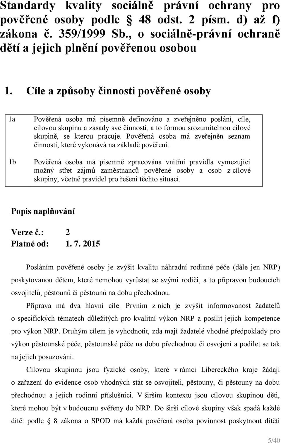 kterou pracuje. Pověřená osoba má zveřejněn seznam činností, které vykonává na základě pověření.