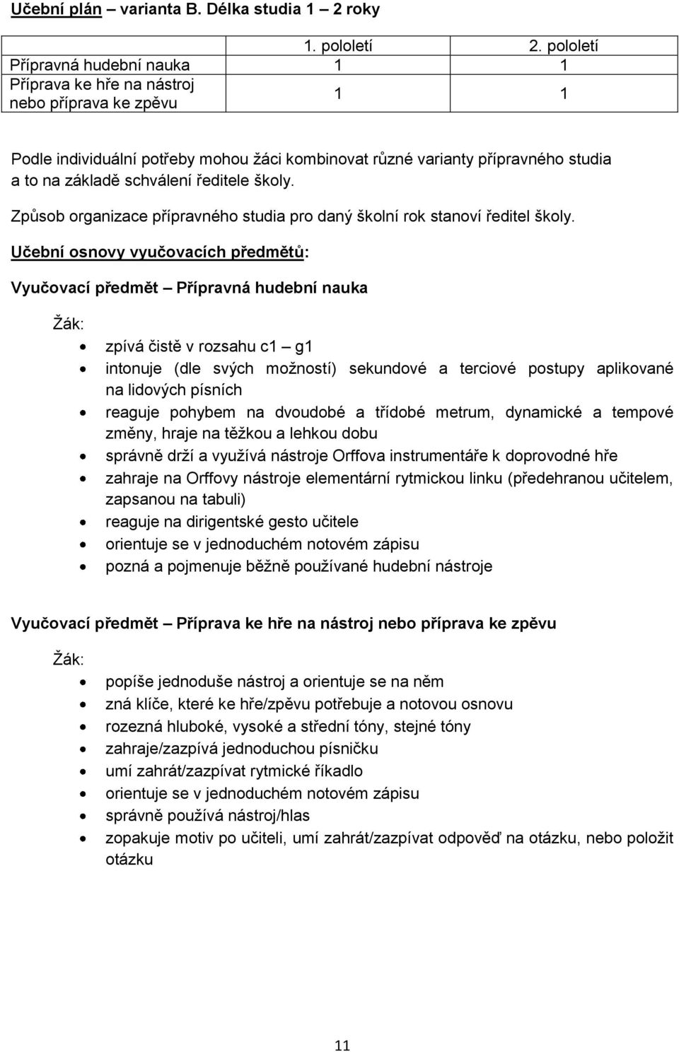 ředitele školy. Způsob organizace přípravného studia pro daný školní rok stanoví ředitel školy.