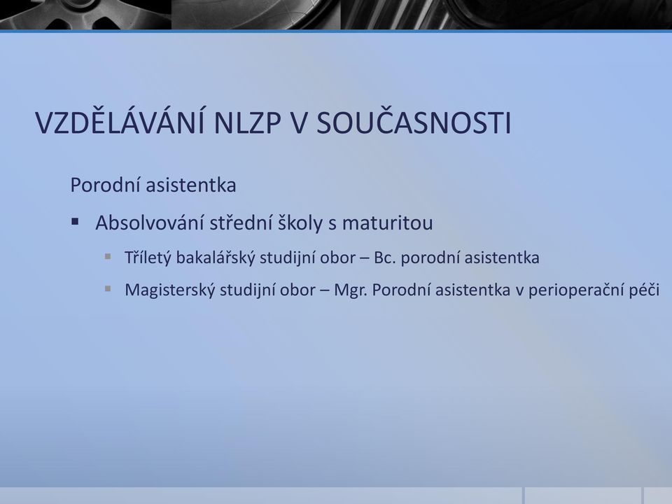 bakalářský studijní obor Bc.