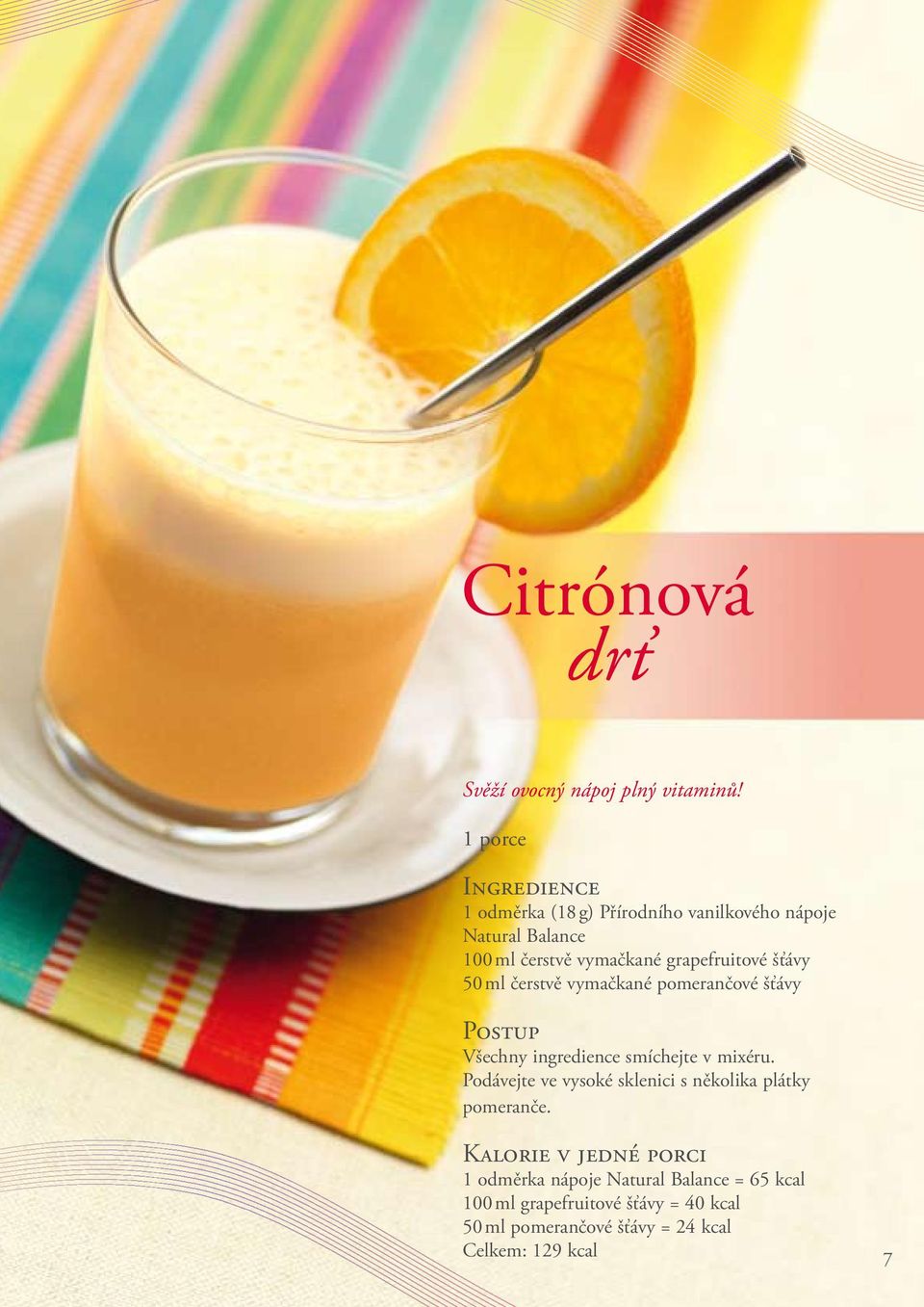 grapefruitové šťávy 50 ml čerstvě vymačkané pomerančové šťávy Všechny ingredience smíchejte v