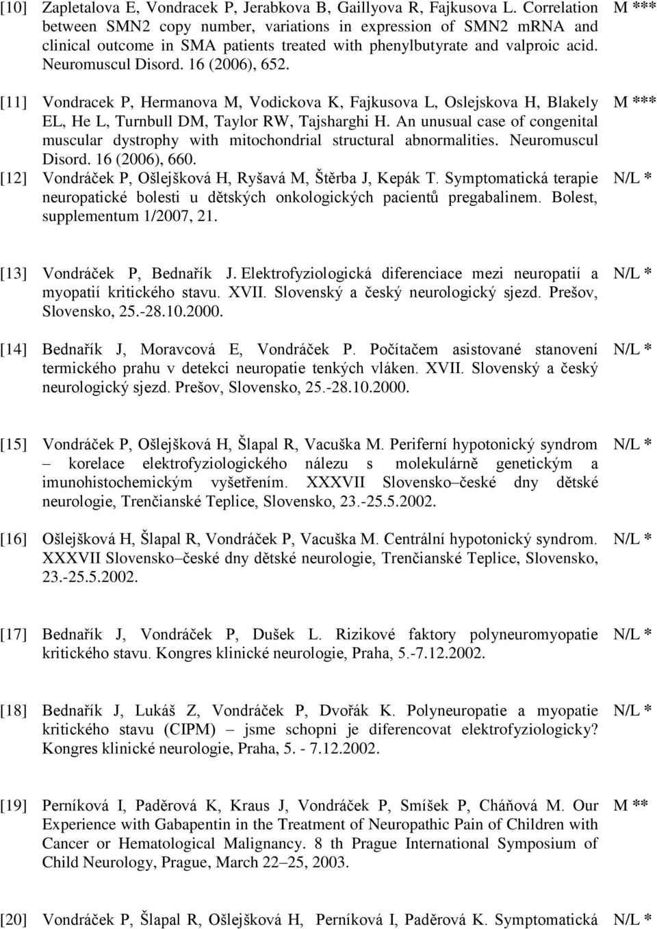 [11] Vondracek P, Hermanova M, Vodickova K, Fajkusova L, Oslejskova H, Blakely EL, He L, Turnbull DM, Taylor RW, Tajsharghi H.