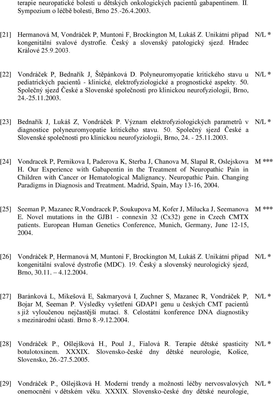 Polyneuromyopatie kritického stavu u pediatrických pacientů - klinické, elektrofyziologické a prognostické aspekty. 50.