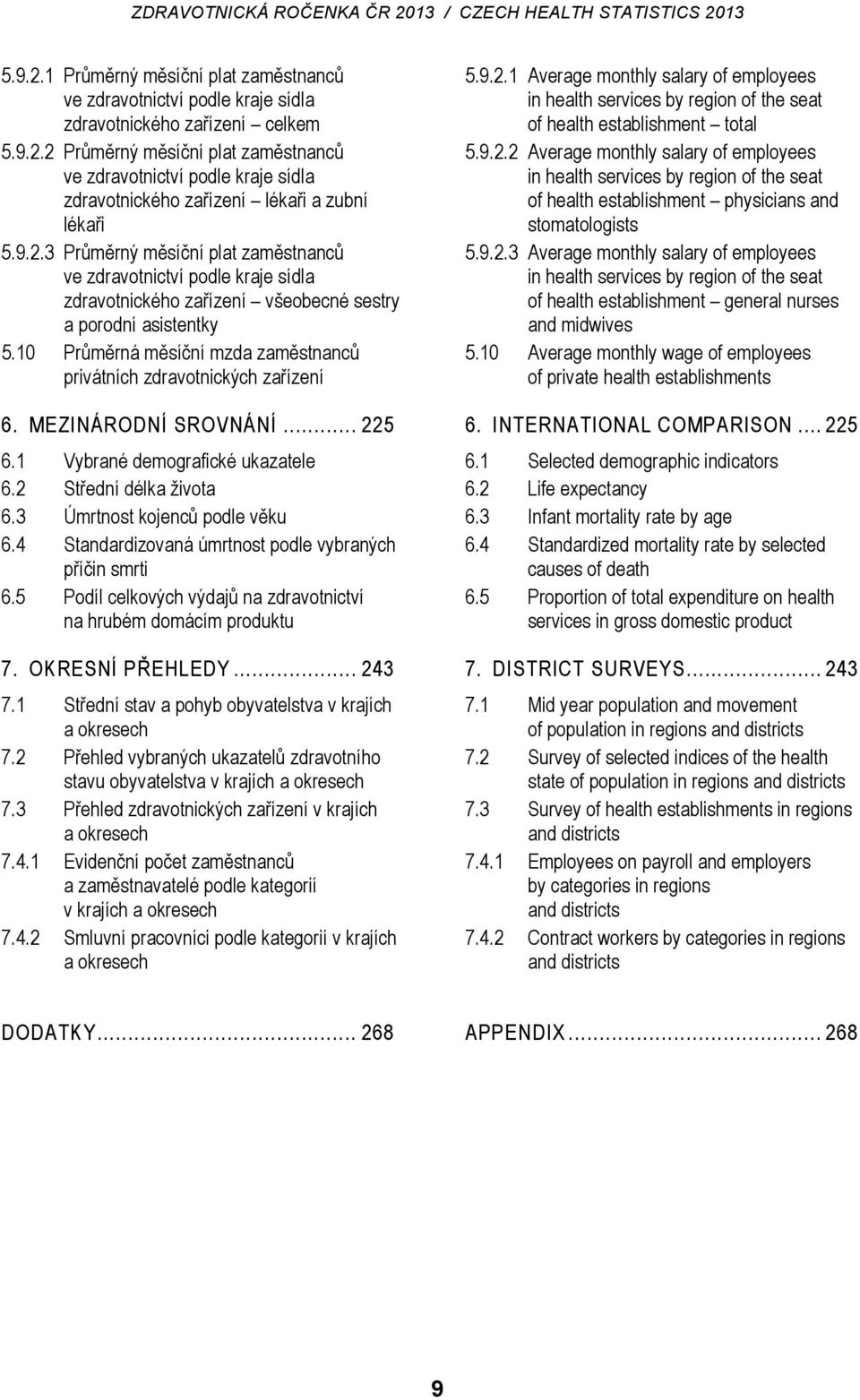 10 Průměrná měsíční mzda zaměstnanců privátních zdravotnických zařízení 6. MEZINÁRODNÍ SROVNÁNÍ... 225 6.1 Vybrané demografické ukazatele 6.2 Střední délka života 6.3 Úmrtnost kojenců podle věku 6.