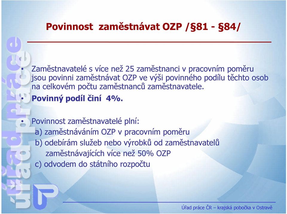 zaměstnavatele. Povinný podíl činí 4%.