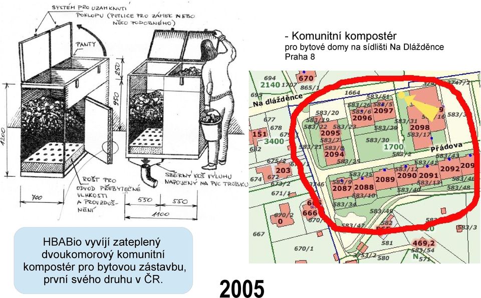 zateplený dvoukomorový komunitní kompostér