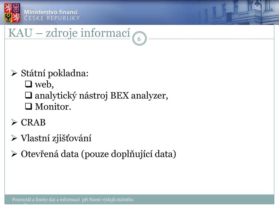CRAB Vlastní zjišťování Otevřená data (pouze
