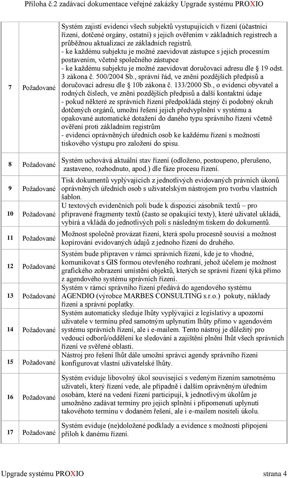 - ke každému subjektu je možné zaevidovat zástupce s jejich procesním postavením, včetně společného zástupce - ke každému subjektu je možné zaevidovat doručovací adresu dle 19 odst. 3 zákona č.