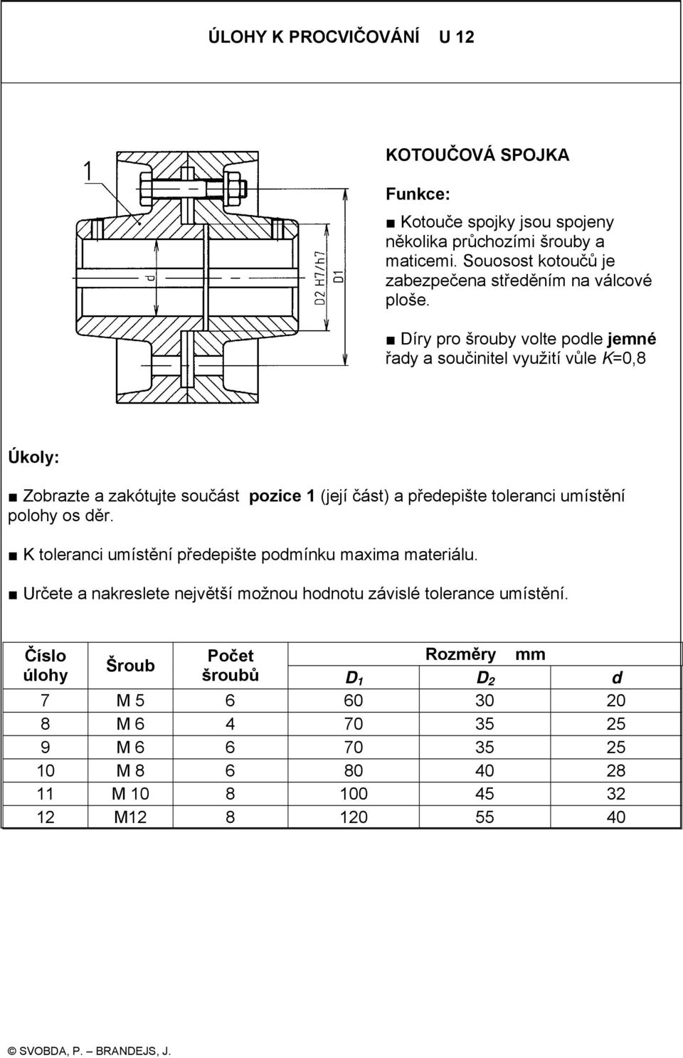 Díry pro šrouby volte podle jemné Zobrazte a zakótujte součást pozice 1 (její část) a předepište