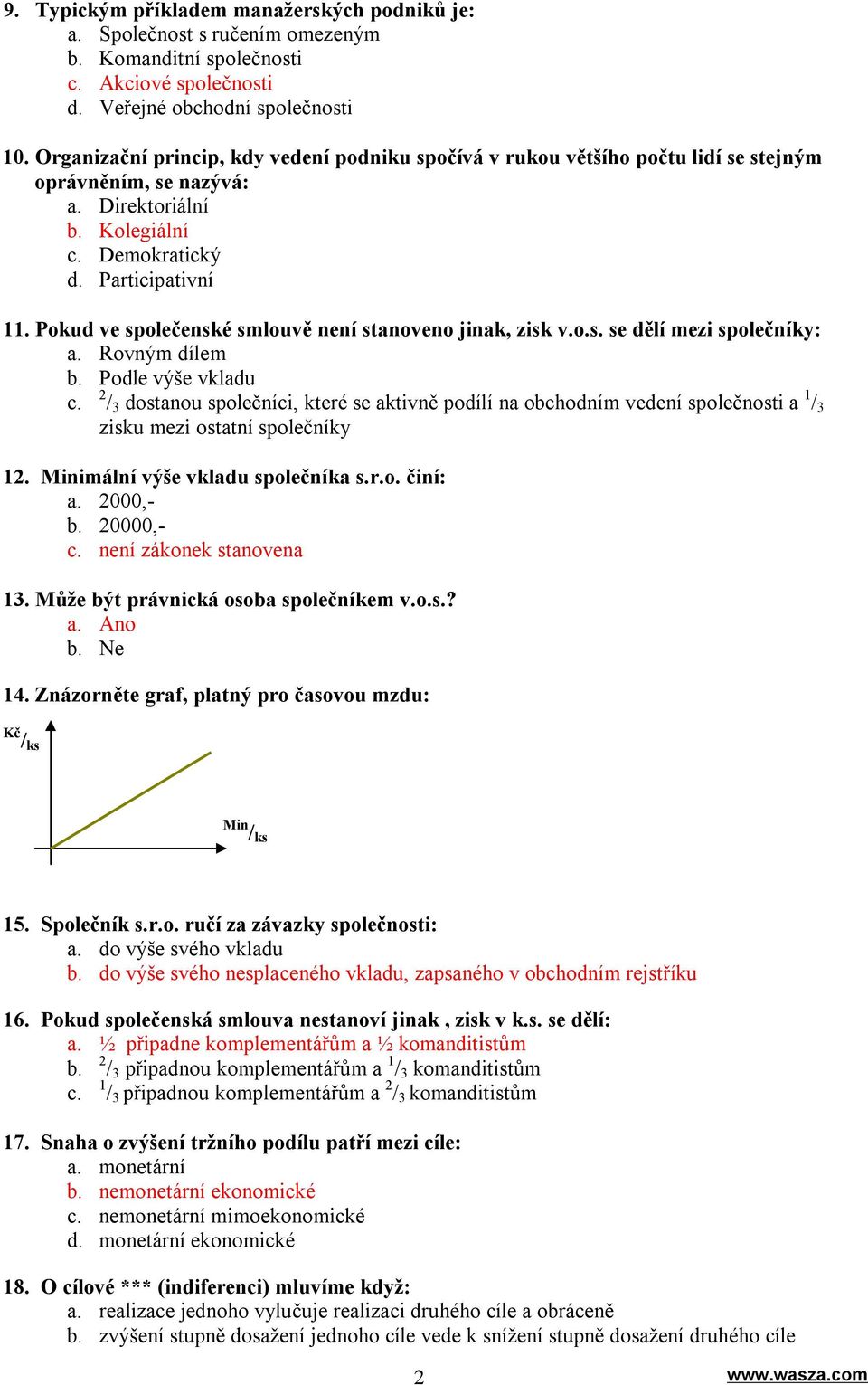 Pokud ve společenské smlouvě není stanoveno jinak, zisk v.o.s. se dělí mezi společníky: a. Rovným dílem b. Podle výše vkladu c.
