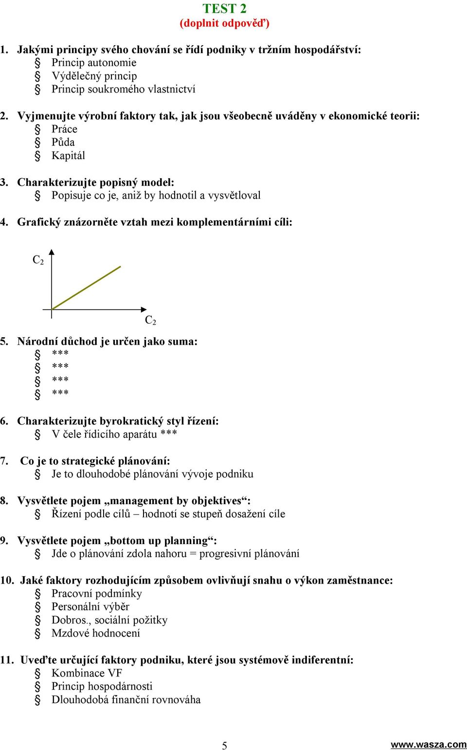 Grafický znázorněte vztah mezi komplementárními cíli: C 2 C 2 5. Národní důchod je určen jako suma: 6. Charakterizujte byrokratický styl řízení: V čele řídicího aparátu *** 7.