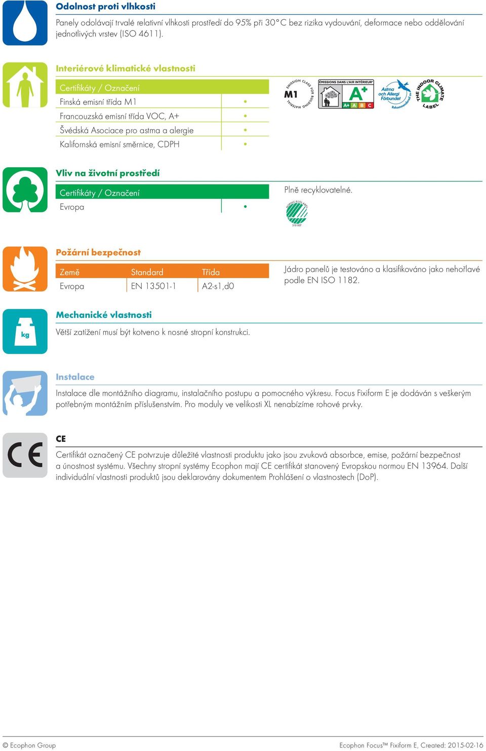 prostředí Certifikáty / Označení Evropa Plně recyklovatelné.