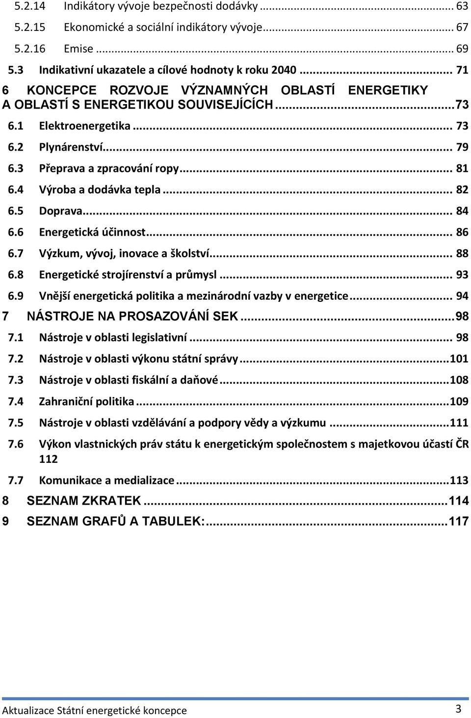 4 Výroba a dodávka tepla... 82 6.5 Doprava... 84 6.6 Energetická účinnost... 86 6.7 Výzkum, vývoj, inovace a školství... 88 6.8 Energetické strojírenství a průmysl... 93 6.