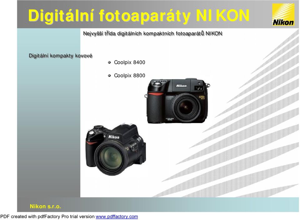 kompaktních fotoaparátů NIKON