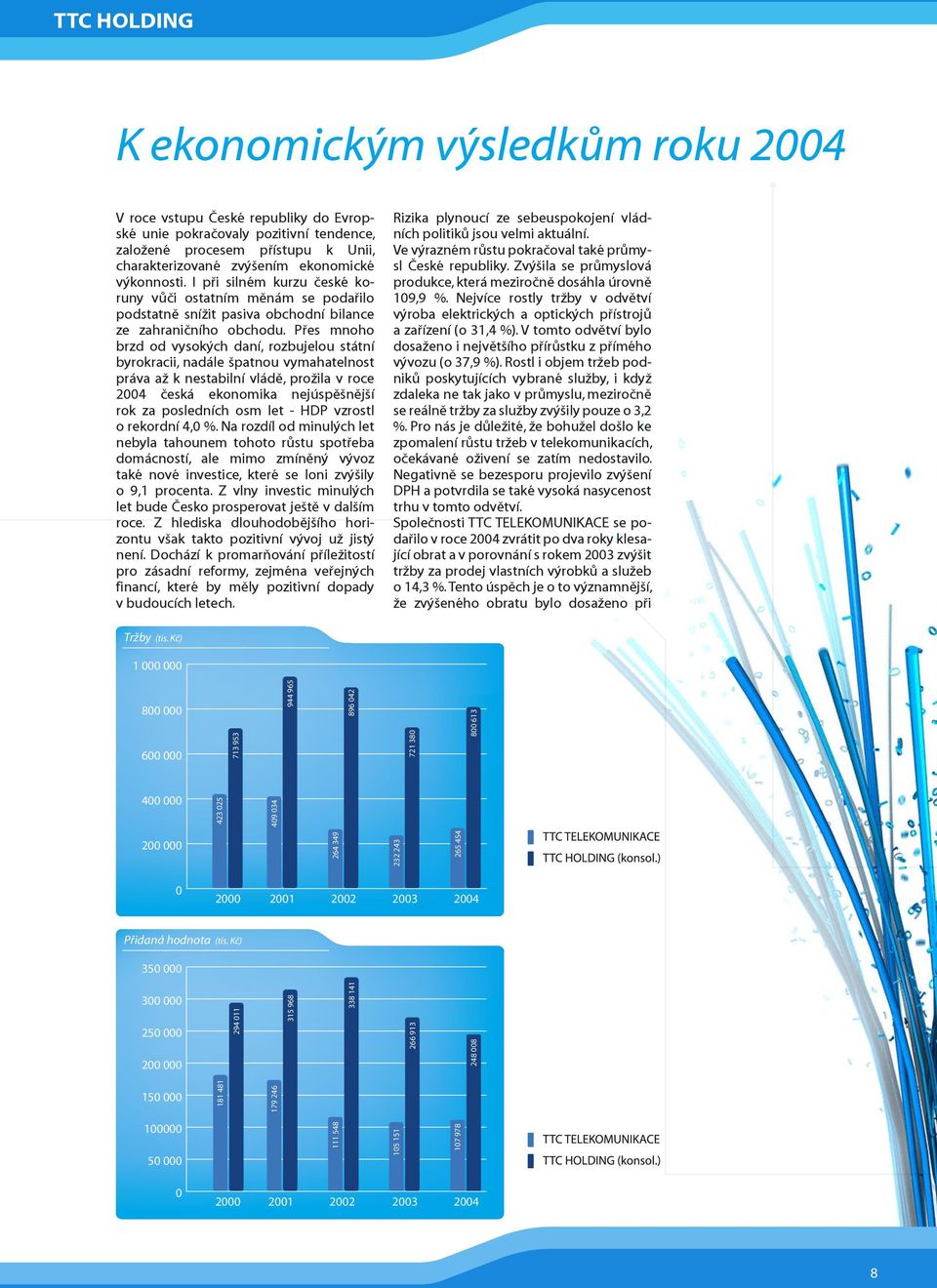 Přes mnoho brzd od vysokých daní, rozbujelou státní byrokracii, nadále špatnou vymahatelnost práva až k nestabilní vládě, prožila v roce 2004 česká ekonomika nejúspěšnější rok za posledních osm let -