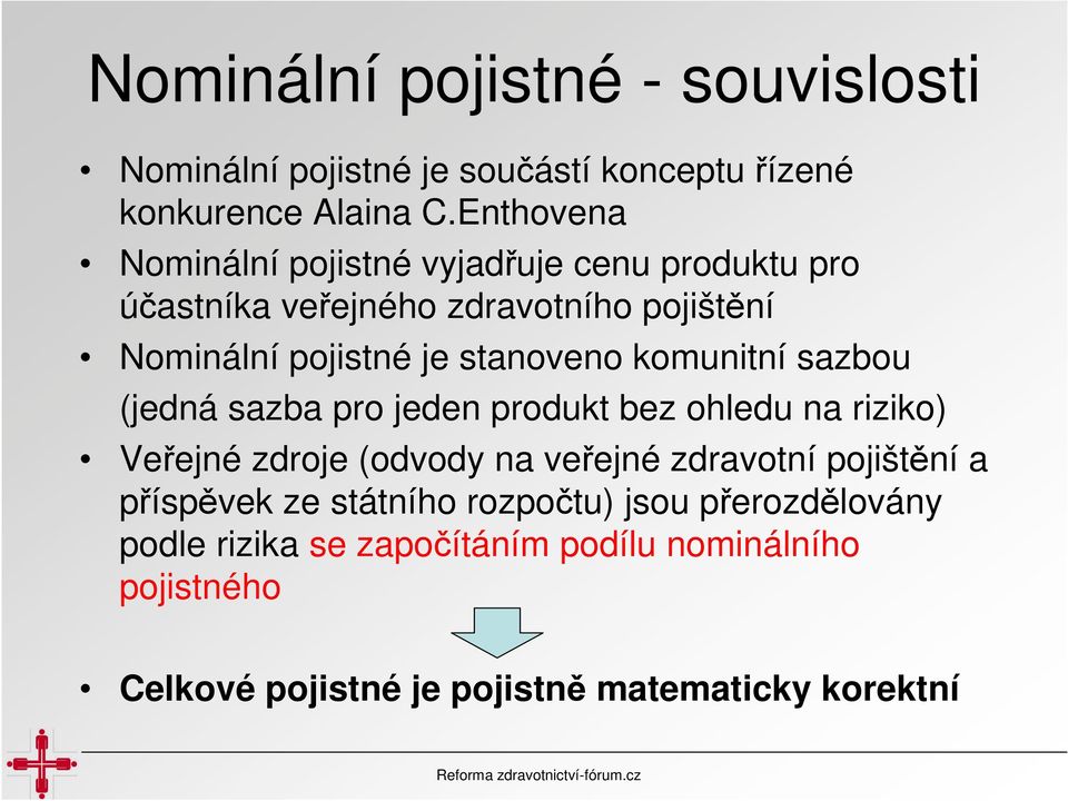 stanoveno komunitní sazbou (jedná sazba pro jeden produkt bez ohledu na riziko) Veřejné zdroje (odvody na veřejné zdravotní