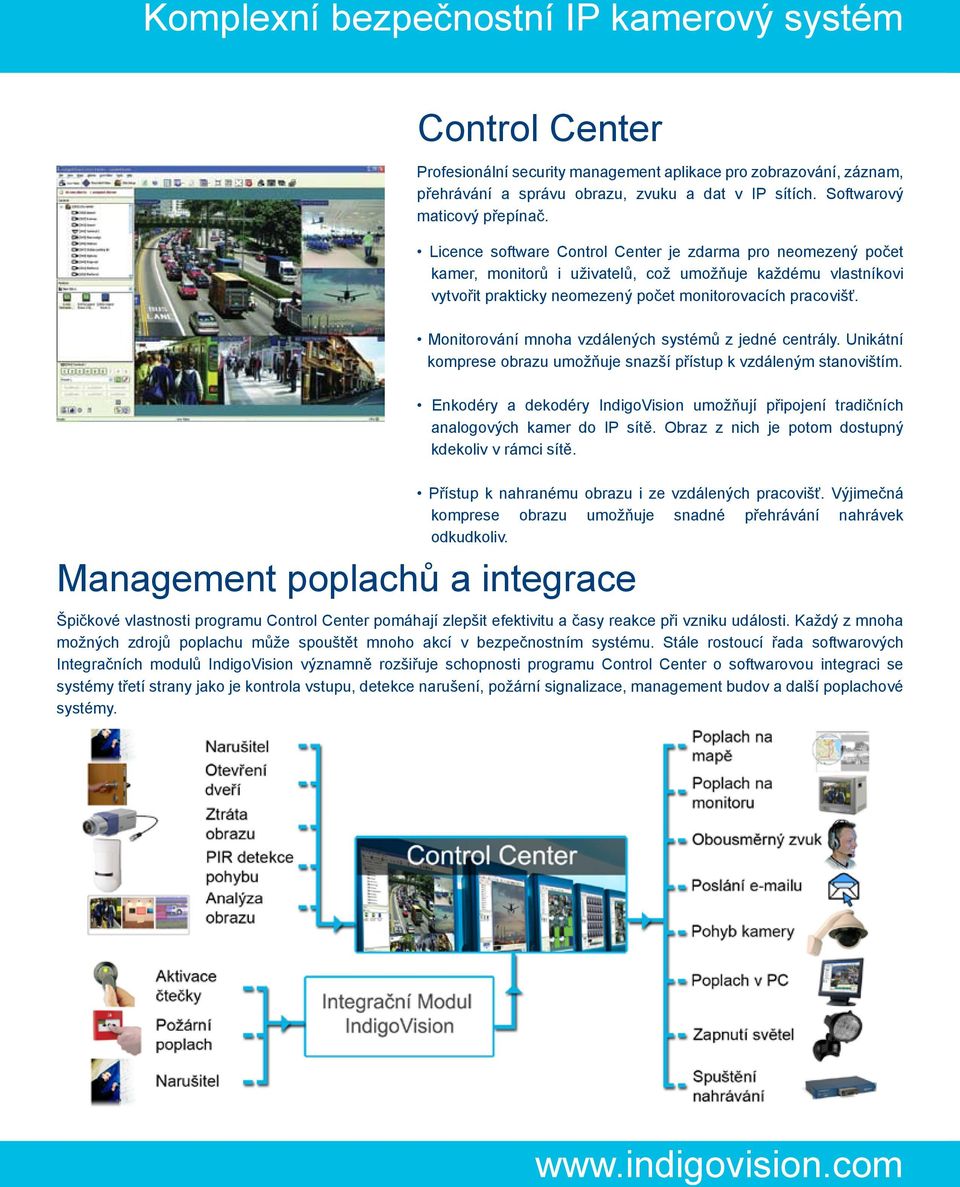 Monitorování mnoha vzdálených systémů z jedné centrály. Unikátní komprese obrazu umožňuje snazší přístup k vzdáleným stanovištím.