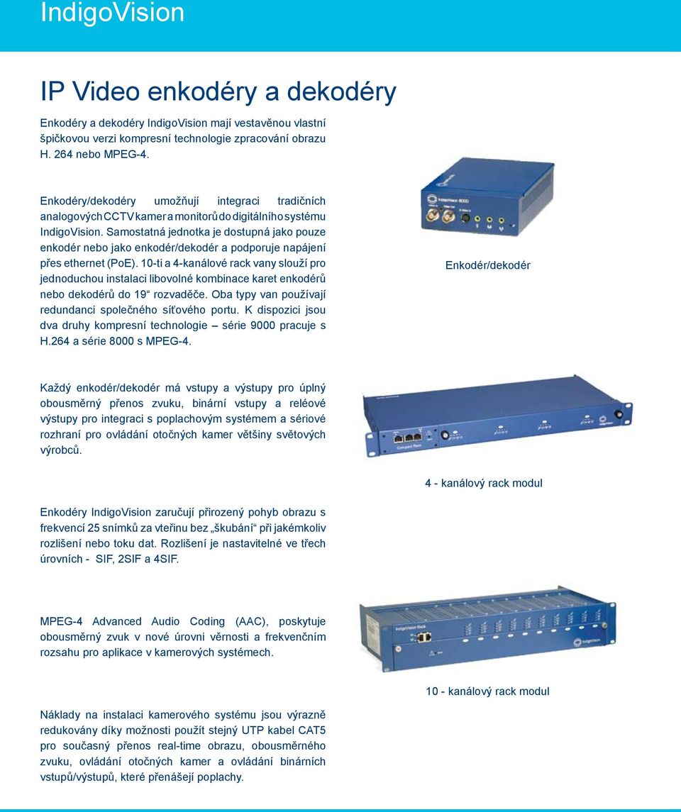 Samostatná jednotka je dostupná jako pouze enkodér nebo jako enkodér/dekodér a podporuje napájení přes ethernet (PoE).