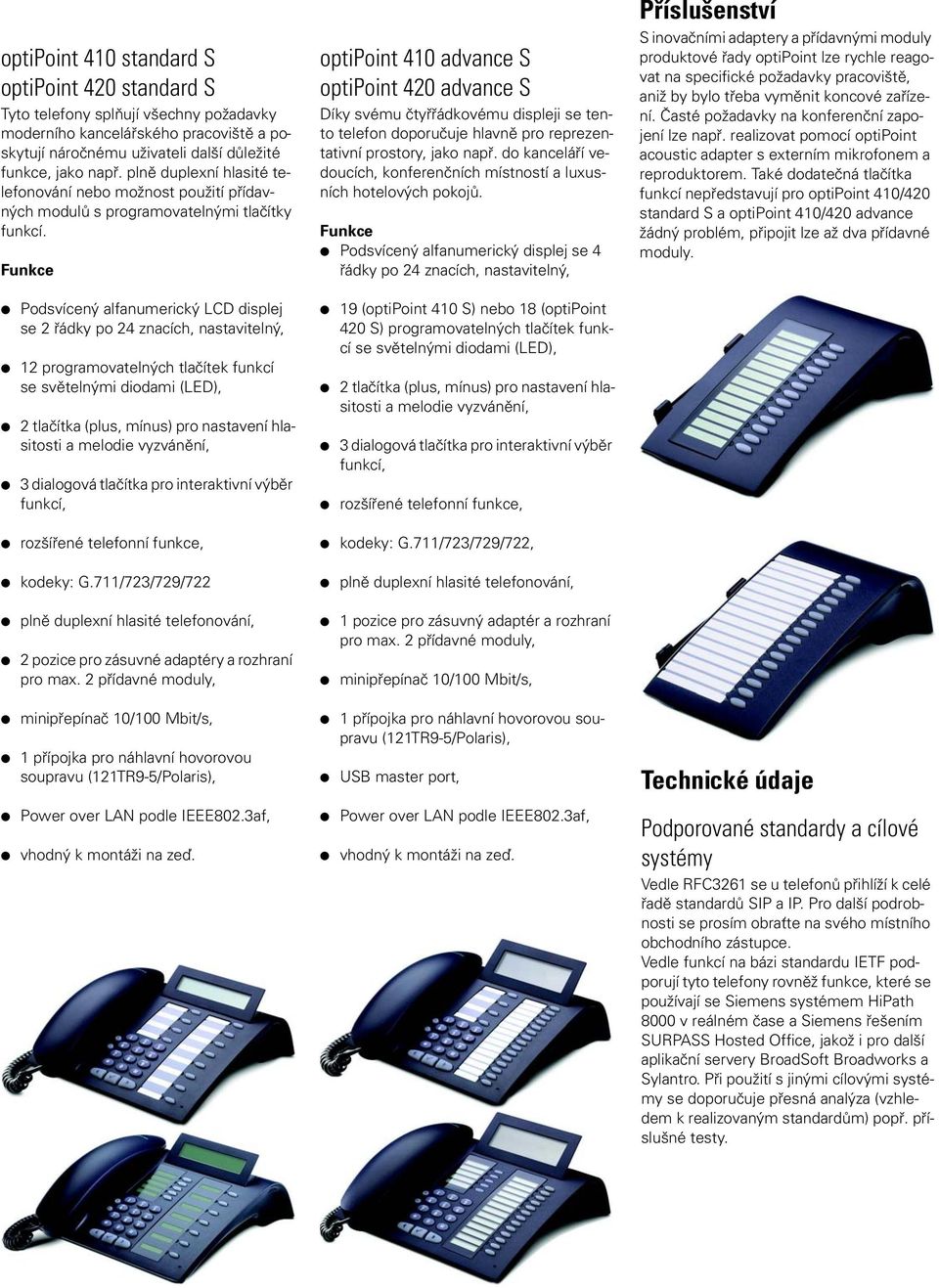 Funkce Podsvícený alfanumerický LCD displej se 2 řádky po 24 znacích, nastavitelný, 12 programovatelných tlačítek funkcí se světelnými diodami (LED), 2 tlačítka (plus, mínus) pro nastavení hlasitosti