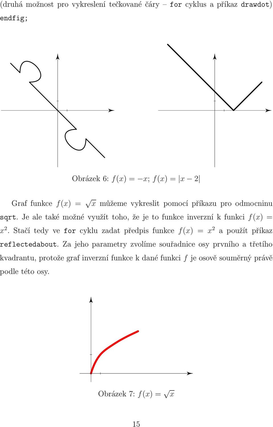 Stačí tedy ve for cyklu zadat předpis funkce f(x) = x 2 apoužítpříkaz reflectedabout.