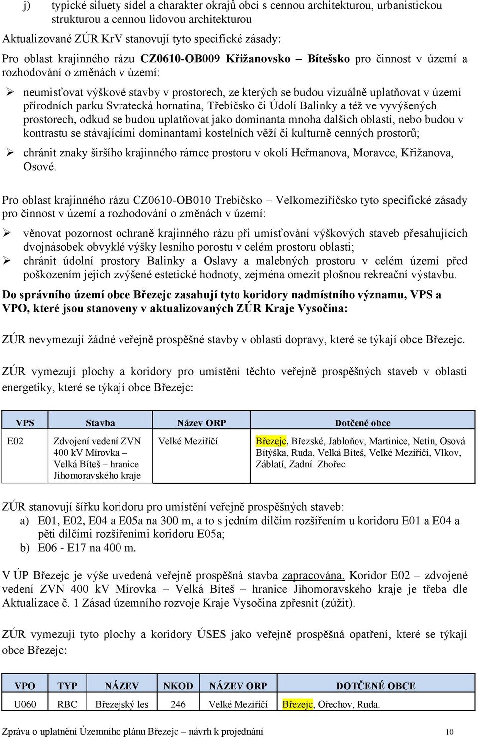 přírodních parku Svratecká hornatina, Třebíčsko či Údolí Balinky a též ve vyvýšených prostorech, odkud se budou uplatňovat jako dominanta mnoha dalších oblastí, nebo budou v kontrastu se stávajícími