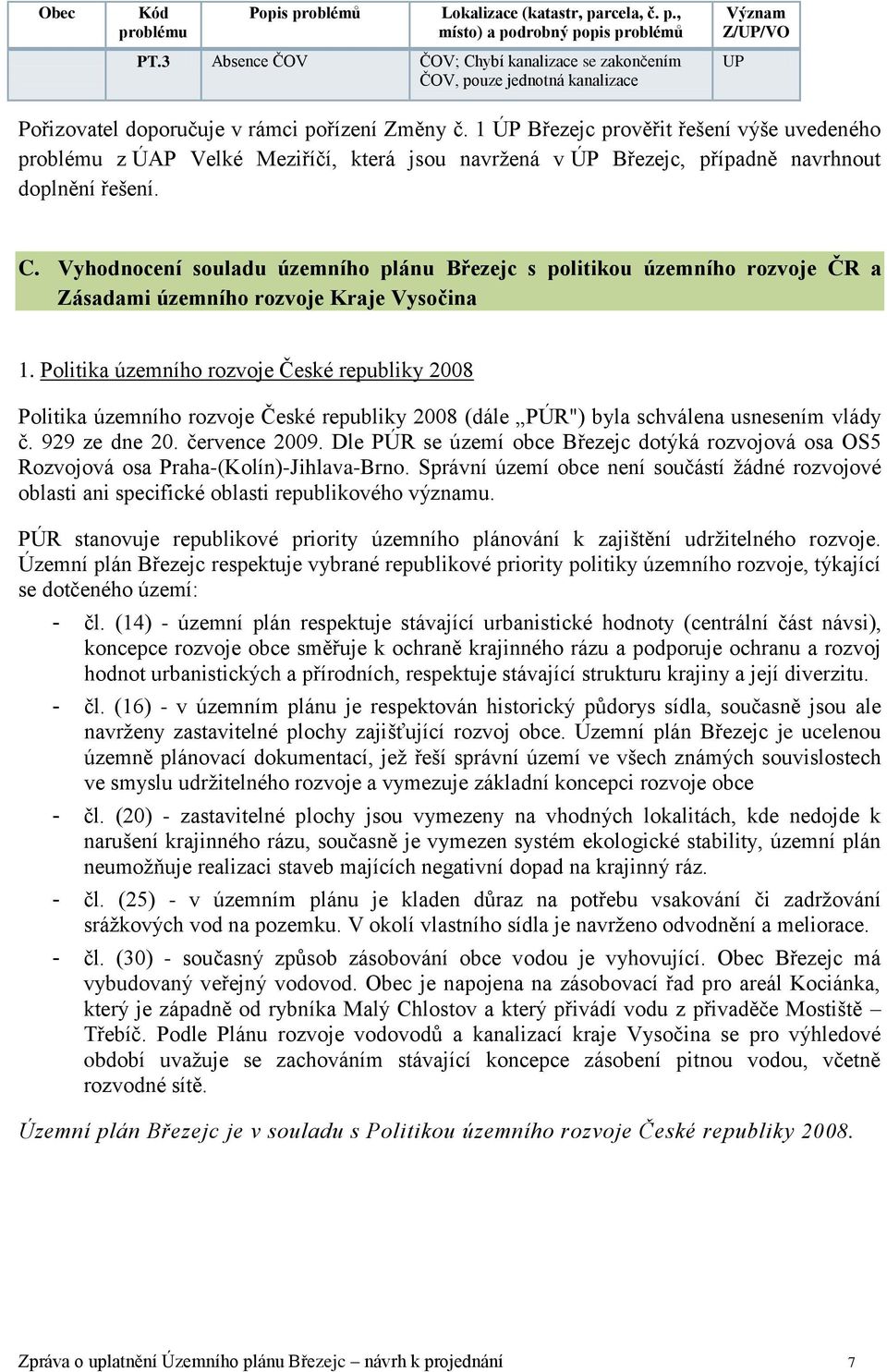 1 ÚP Březejc prověřit řešení výše uvedeného problému z ÚAP Velké Meziříčí, která jsou navržená v ÚP Březejc, případně navrhnout doplnění řešení. C.