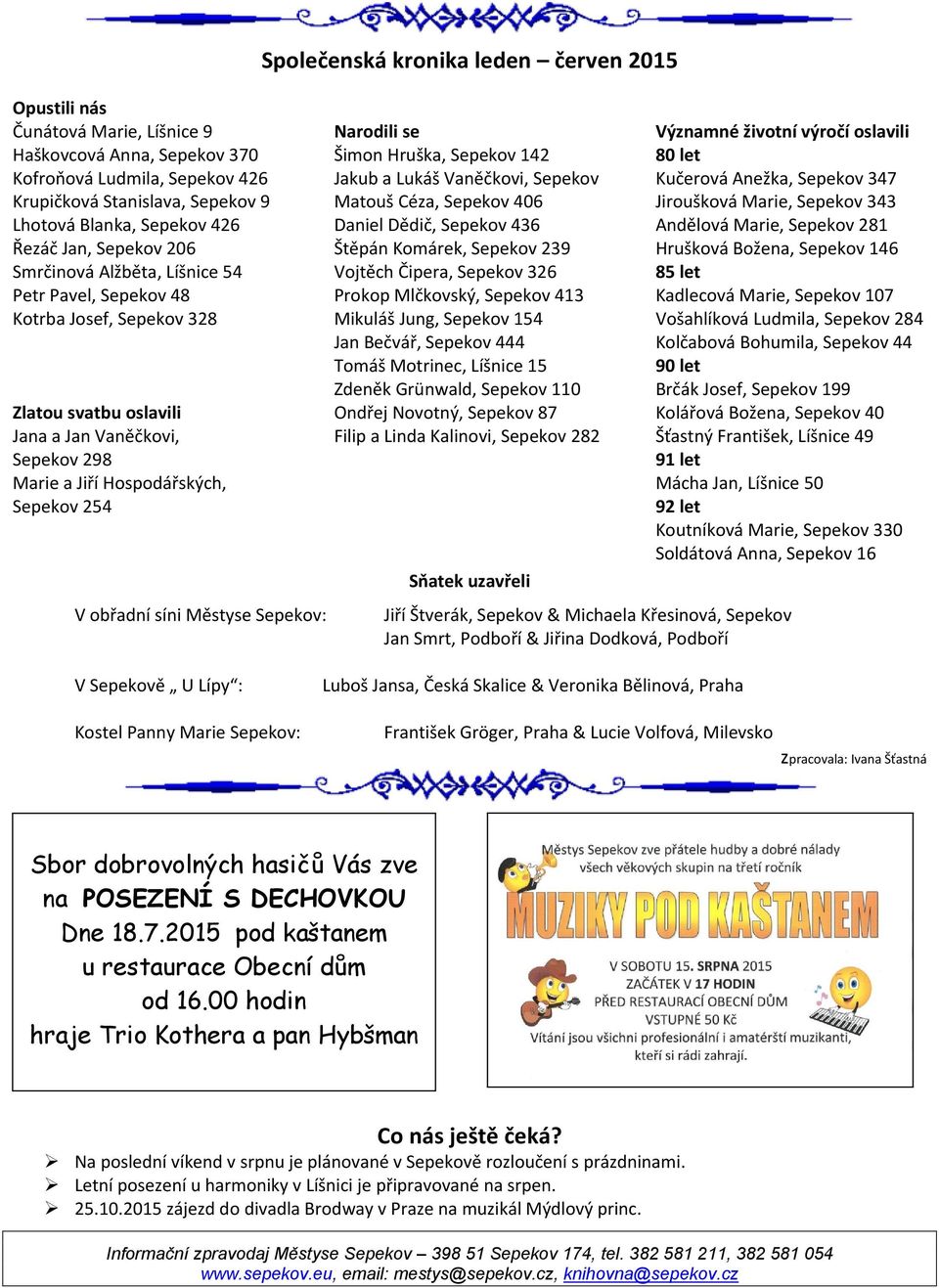 Sepekov 46 Štěpán Komárek, Sepekov Vojtěch Čipera, Sepekov 6 Prokop Mlčkovský, Sepekov 41 Mikuláš Jung, Sepekov 154 Jan Bečvář, Sepekov 444 Tomáš Motrinec, Líšnice 15 Zdeněk Grünwald, Sepekov 11
