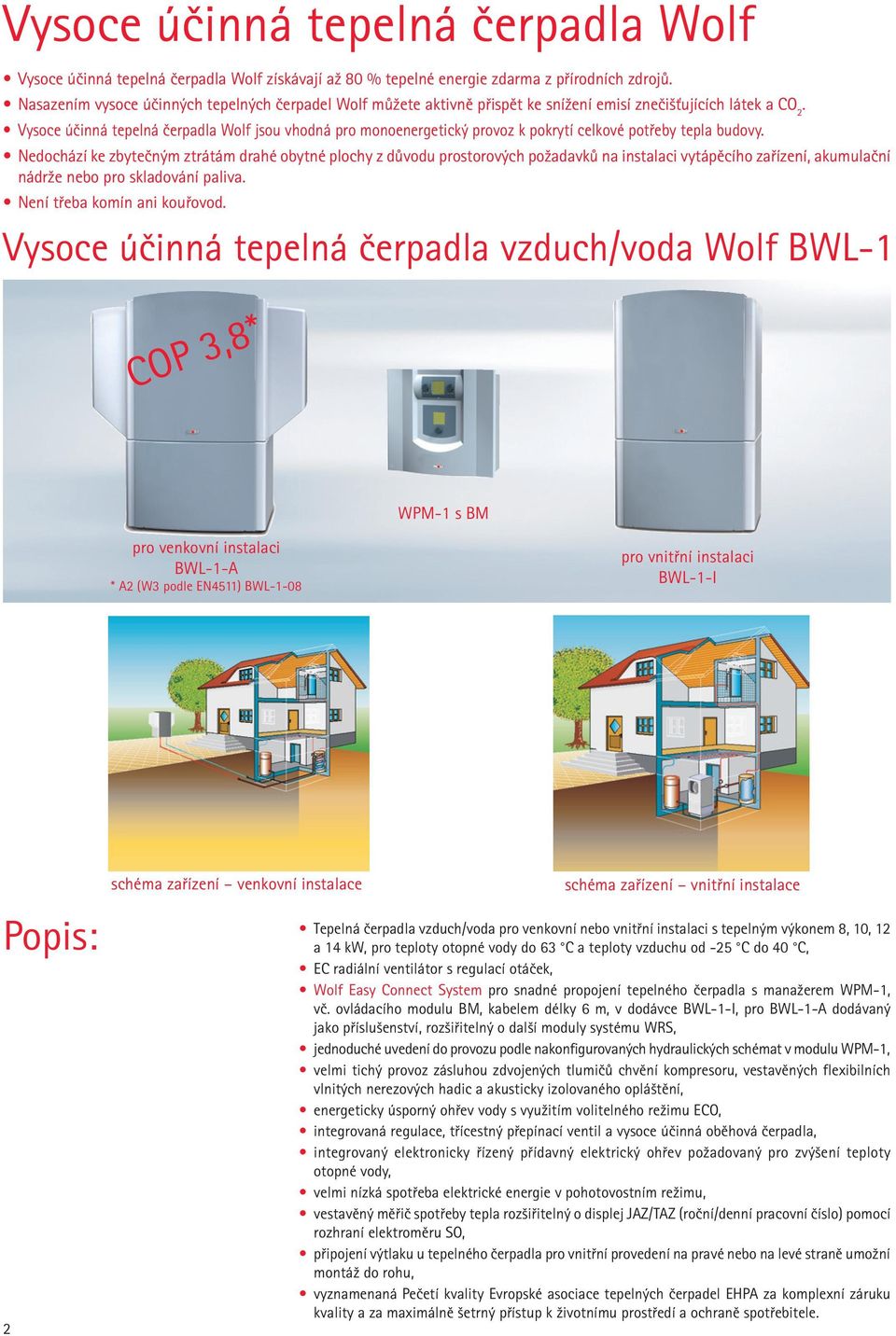 Vysoce účinná tepelná čerpadla Wolf jsou vhodná pro monoenergetický provoz k pokrytí celkové potřeby tepla budovy.