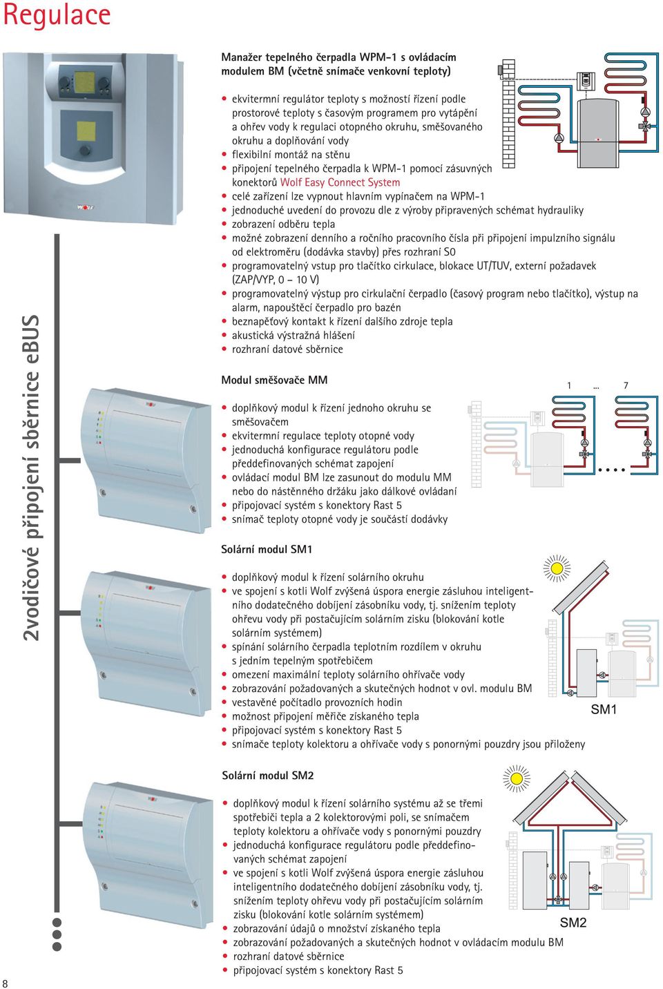 konektorů Wolf Easy Connect System celé zařízení lze vypnout hlavním vypínačem na WPM-1 jednoduché uvedení do provozu dle z výroby připravených schémat hydrauliky zobrazení odběru tepla možné