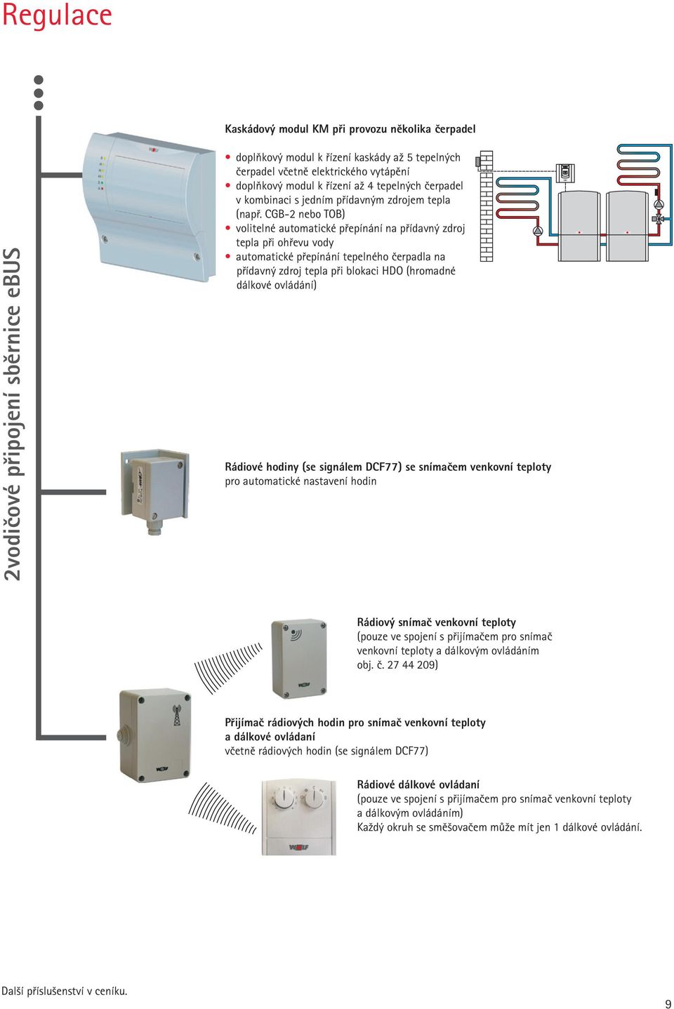 CGB-2 nebo TOB) volitelné automatické přepínání na přídavný zdroj tepla při ohřevu vody automatické přepínání tepelného čerpadla na přídavný zdroj tepla při blokaci HDO (hromadné dálkové ovládání)