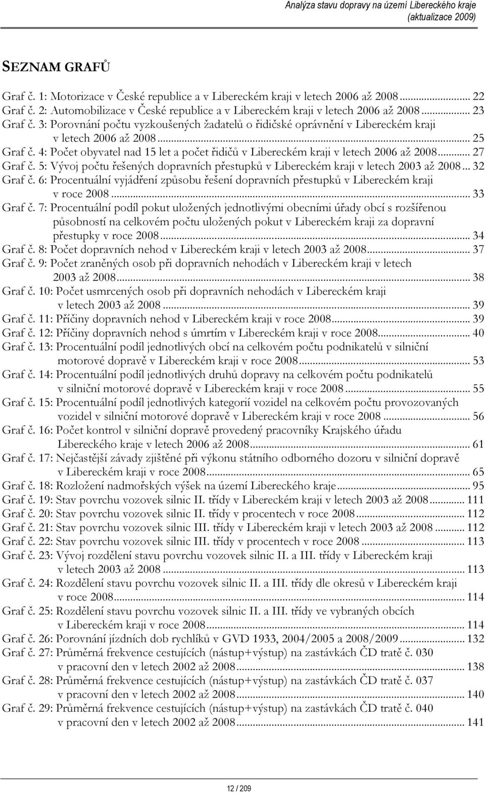 4: Počet obyvatel nad 15 let a počet řidičů v Libereckém kraji v letech 2006 až 2008... 27 Graf č. 5: Vývoj počtu řešených dopravních přestupků v Libereckém kraji v letech 2003 až 2008... 32 Graf č.