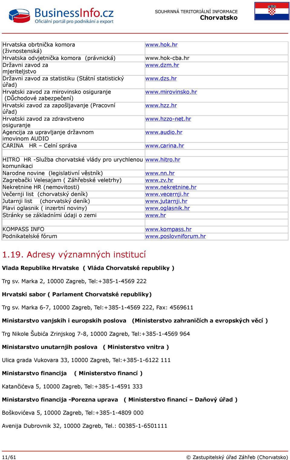hok.hr www.hok-cba.hr www.dzm.hr www.dzs.hr www.mirovinsko.hr www.hzz.hr www.hzzo-net.hr www.audio.hr www.carina.hr HITRO HR -Služba chorvatské vlády pro urychlenou www.hitro.