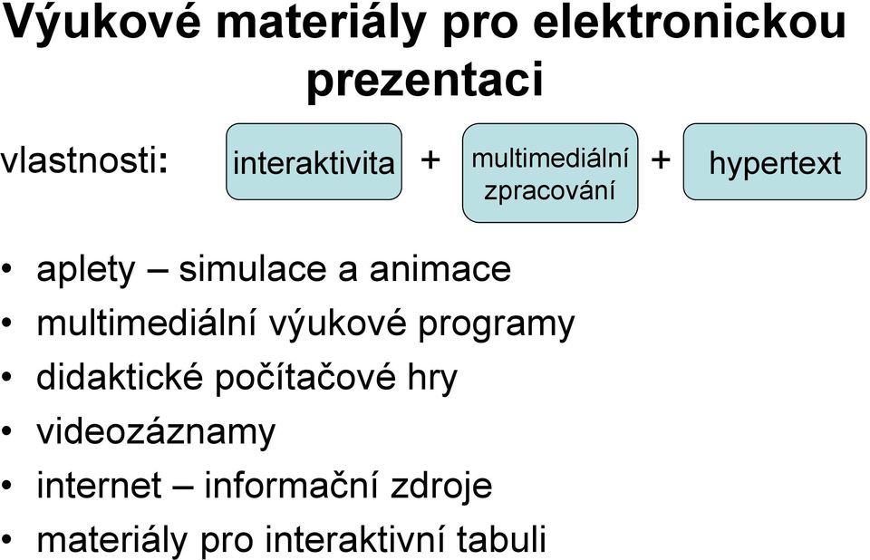 a animace multimediální výukové programy didaktické počítačové hry