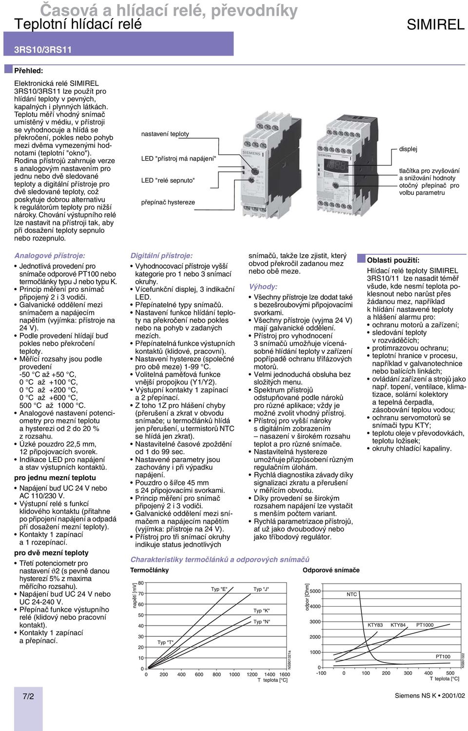 Rodina přístrojů zahrnuje verze s analogovým nastavením pro jednu nebo dvě sledované teploty a digitální přístroje pro dvě sledované teploty, což poskytuje dobrou alternativu k regulátorům teploty