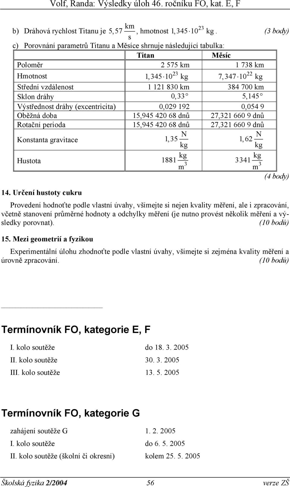 (excenrici,29 192,54 9 Oběžná doba 15,945 42 68 dnů 27,21 66 9 dnů Roační perioda 15,945 42 68 dnů 27,21 66 9 dnů Konana graiace N N 1, 5 1, 62 kg kg Huoa kg kg 1881 41 14.