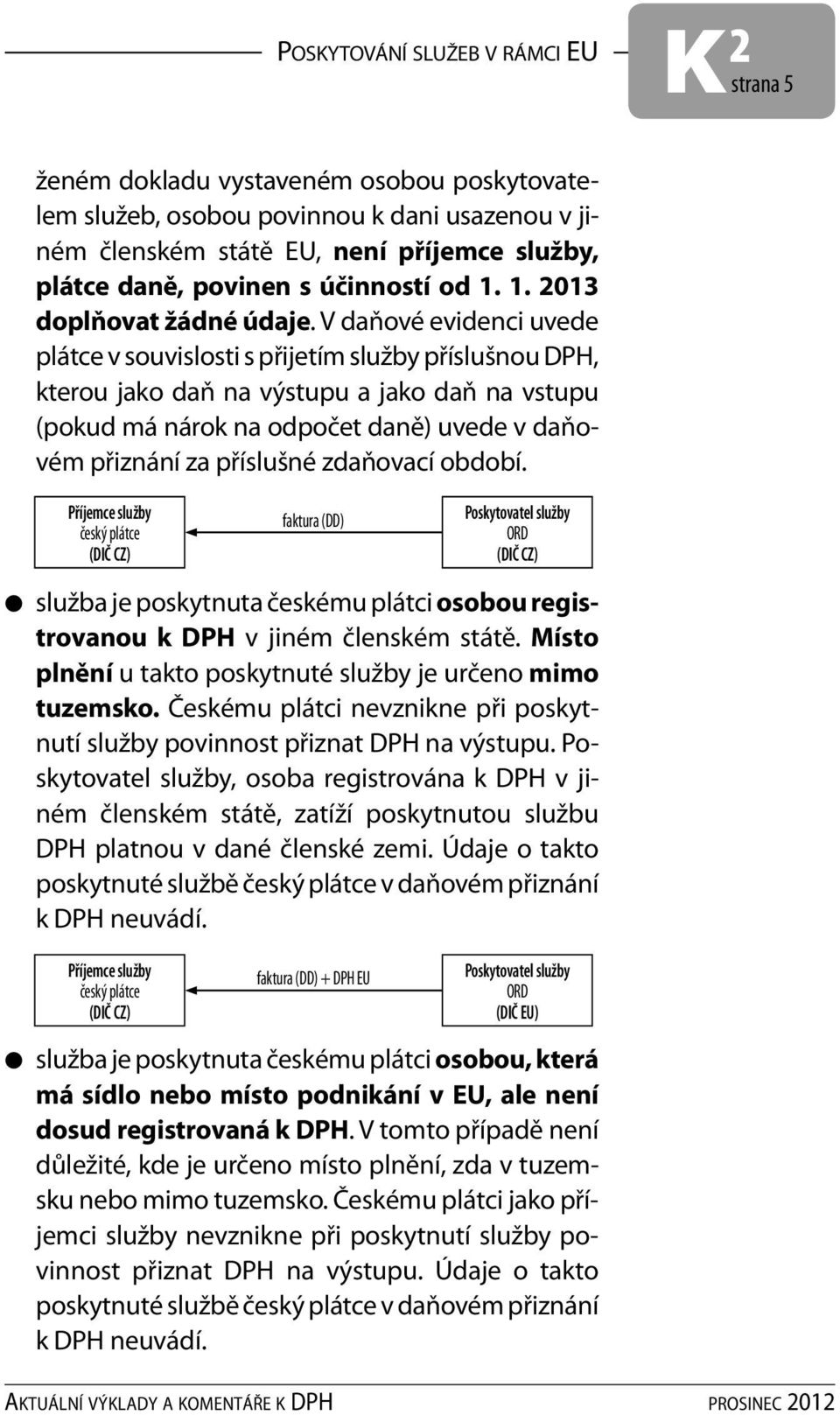 V daňové evidenci uvede plátce v souvislosti s přijetím služby příslušnou DPH, kterou jako daň na výstupu a jako daň na vstupu (pokud má nárok na odpočet daně) uvede v daňovém přiznání za příslušné