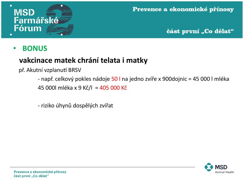 celkový pokles nádoje 50 l na jedno zvíře x 900dojnic