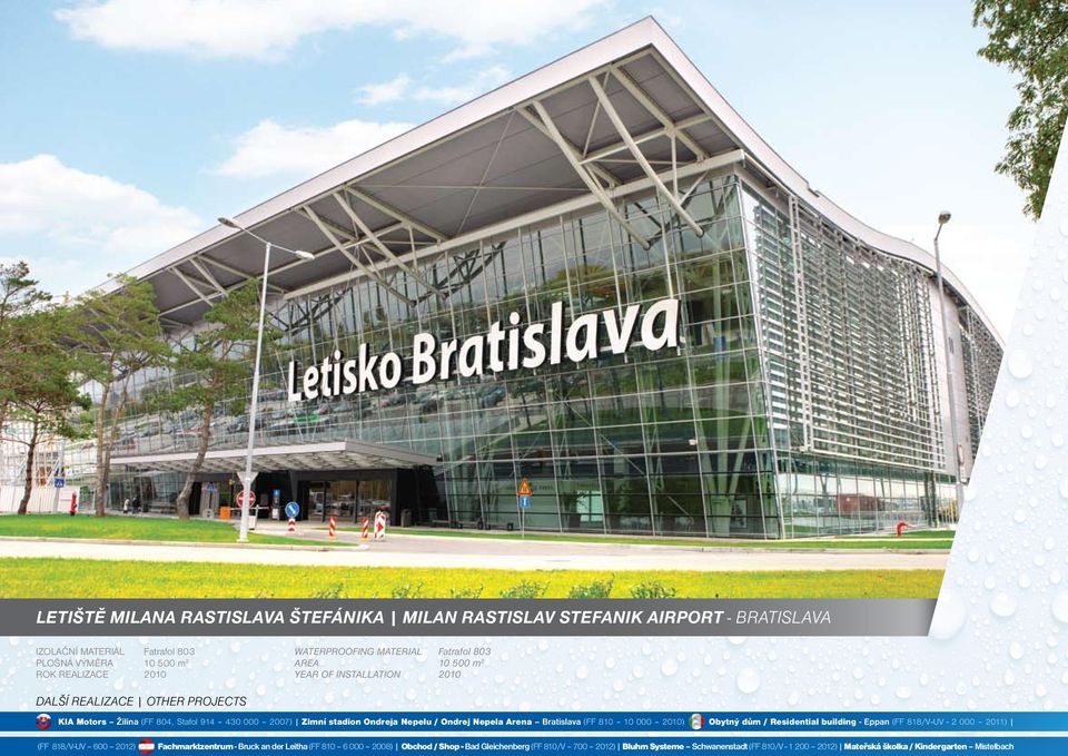 Ondrej Nepela Arena Bratislava (FF 810 10 000 2010) Obytný dům / Residential building - Eppan (FF 818/V-UV - 2 000 2011) (FF 818/V-UV 600 2012) Fachmarktzentrum -
