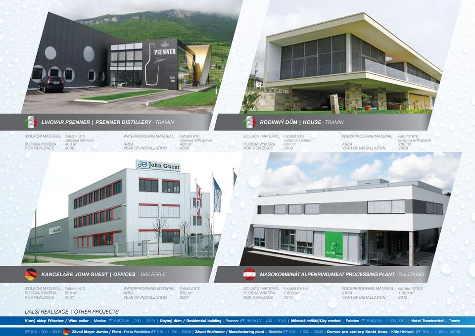 SALZBURG PLOŠNÁ VÝMĚRA 550 m 2 ROK REALIZACE 2007 AREA 550 m 2 YEAR OF INSTALLATION 2007 /V PLOŠNÁ VÝMĚRA 1 800 m 2 ROK REALIZACE 2013 /V AREA 1 800 m 2 YEAR OF INSTALLATION 2013 Vinný sklep