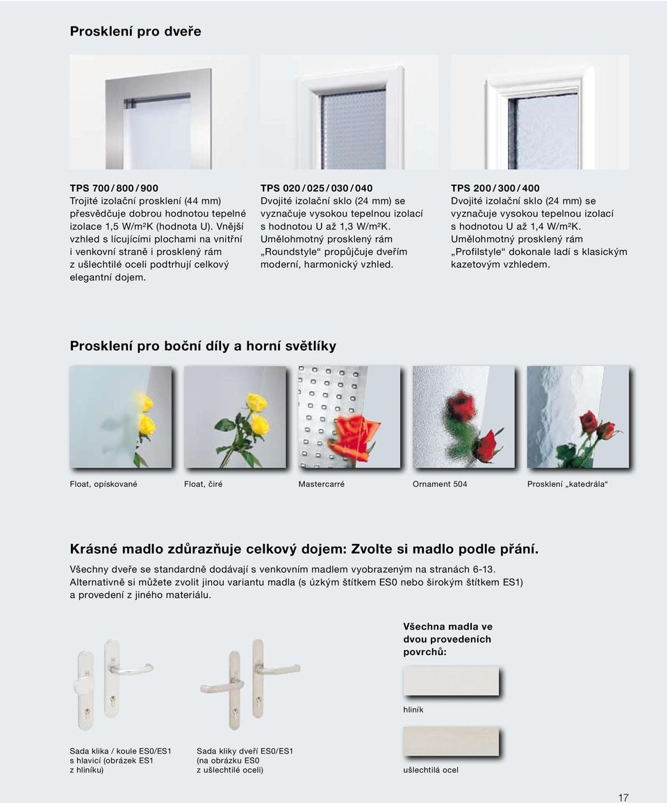TPS 020 / 025 / 030 / 040 Dvojité izolační sklo (24 mm) se vyznačuje vysokou tepelnou izolací s hodnotou U až 1,3 W/m²K.