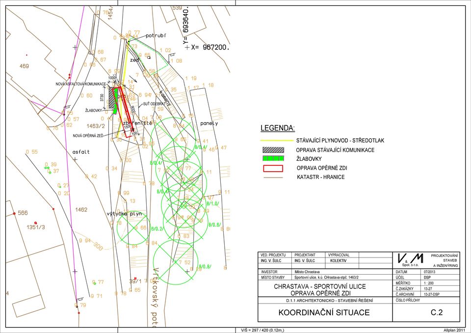 STŘEDOTLAK OPRAVA STÁVAJÍCÍ KOMUNIKACE ŽLABOVKY KATASTR - HRANICE VED. PROJEKTU PROJEKTANT VYPRACOVAL KOLEKTIV & Spol