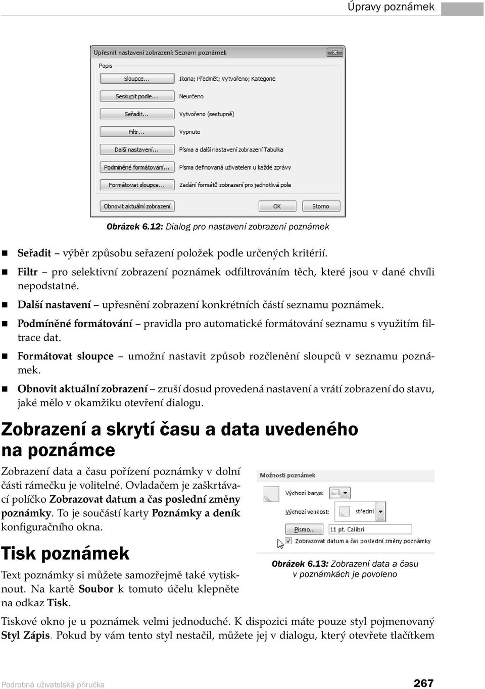 Podmíněné formátování pravidla pro automatické formátování seznamu s využitím filtrace dat. Formátovat sloupce umožní nastavit způsob rozčlenění sloupců v seznamu poznámek.