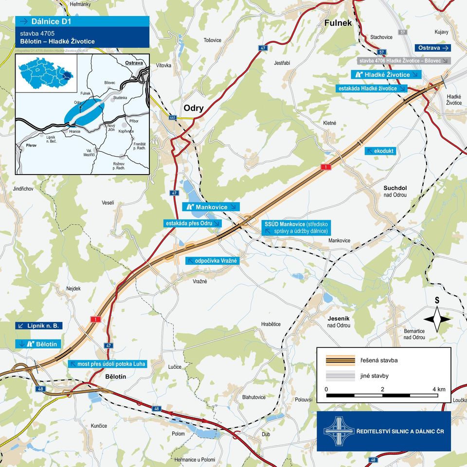 Vítovka 441 Odry Tošovice 47 Jestøabí Fulnek Kletné Stachovice 57 57 Ostrava stavba 4706 Hladké Životice Bílovec Hladké Životice estakáda Hladké životice ekodukt Kujavy Hladké Životice Rožnov p. Radh.