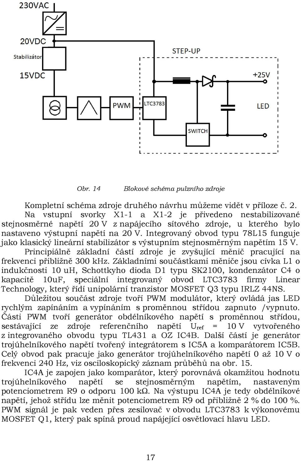 Integrovaný obvod typu 78L15 funguje jako klasický lineární stabilizátor s výstupním stejnosměrným napětím 15 V.