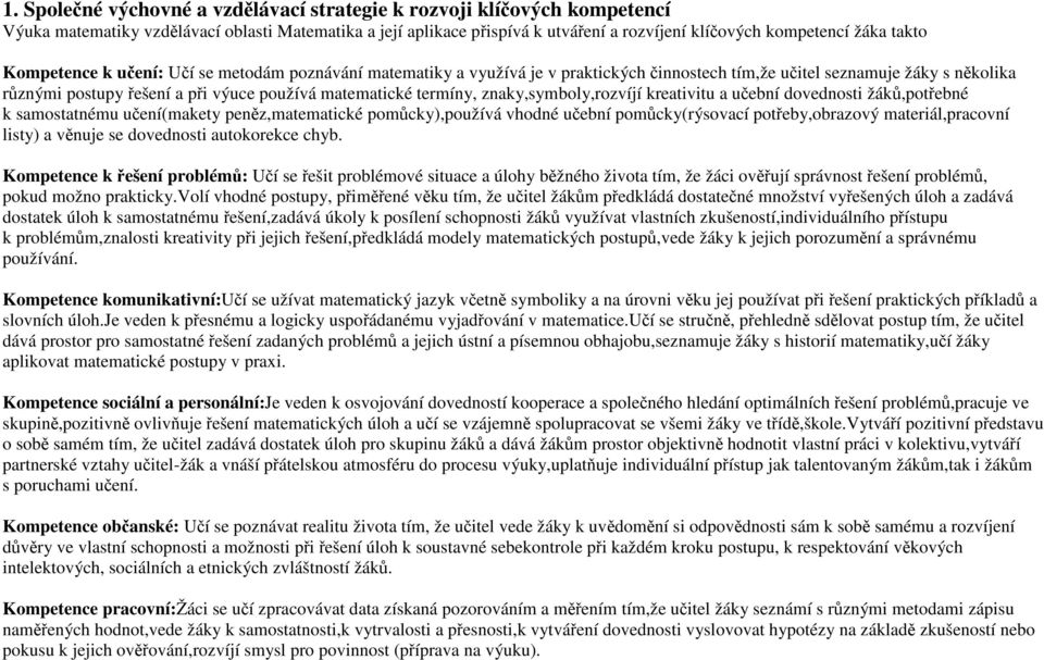 termíny, znaky,symboly,rozvíjí kreativitu a učební dovednosti žáků,potřebné k samostatnému učení(makety peněz,matematické pomůcky),používá vhodné učební pomůcky(rýsovací potřeby,obrazový