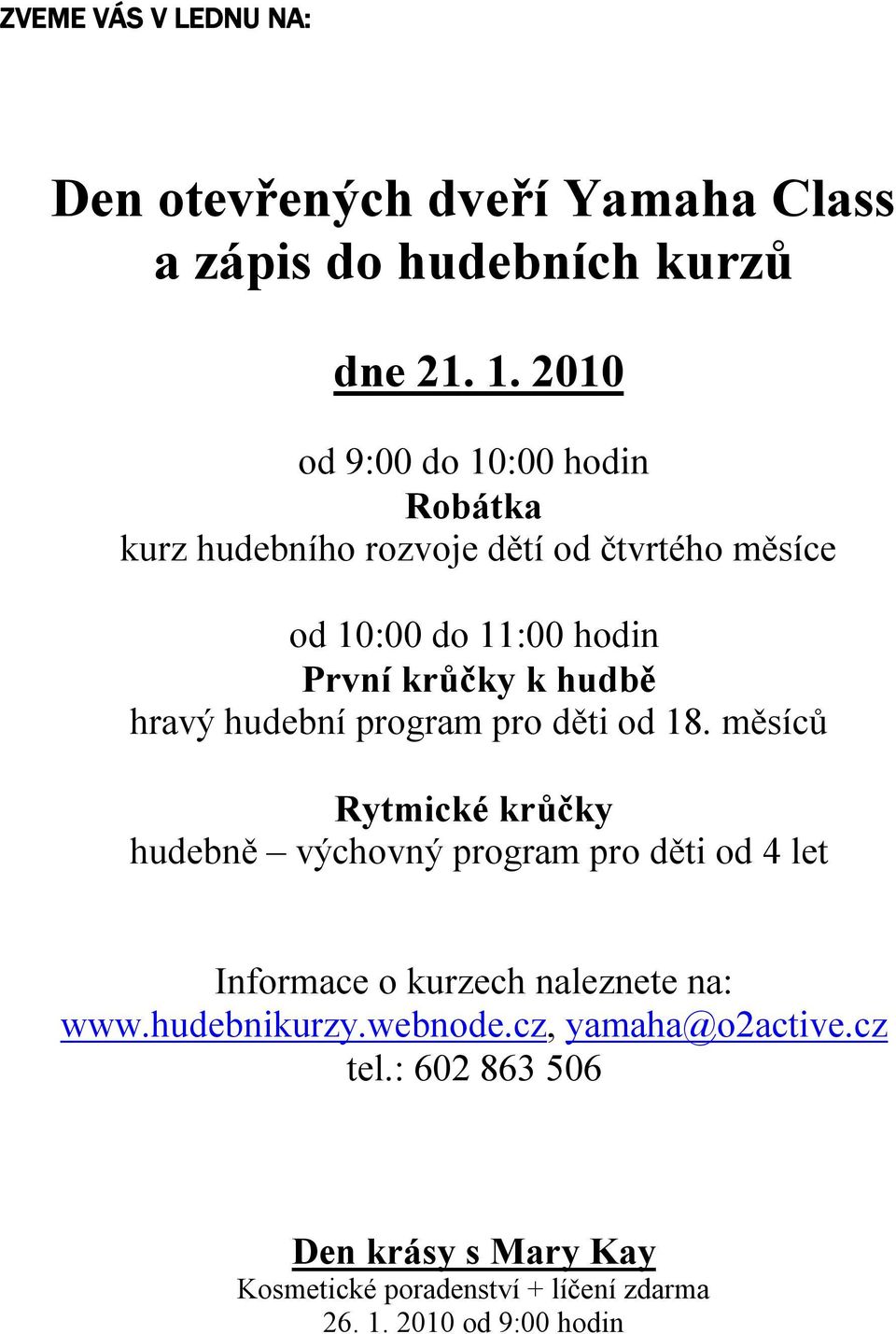 hravý hudební program pro děti od 18.