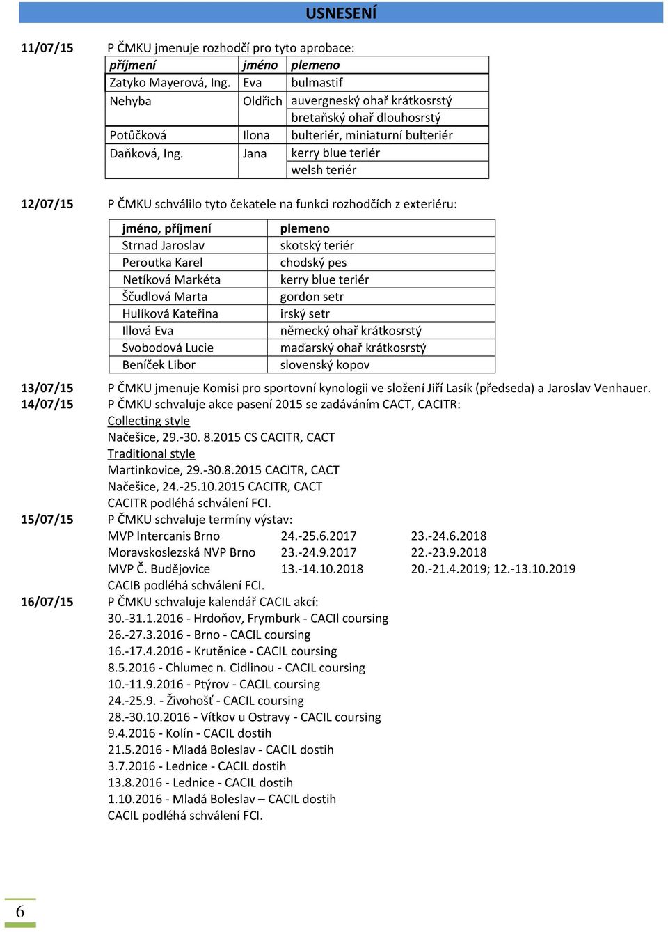 Jana kerry blue teriér welsh teriér 12/07/15 P ČMKU schválilo tyto čekatele na funkci rozhodčích z exteriéru: jméno, příjmení Strnad Jaroslav Peroutka Karel Netíková Markéta Ščudlová Marta Hulíková